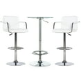 thumbnail image 5 of Viola 3-Piece Metal and Glass Pub Table Set, White Faux Leather, 5 of 6