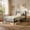 Dove Gray, variant on LEDREM Twin Size Metal Bed Frame with Upholstered Headboard and Footboard, 12.4-Inch Underbed Clearance, 550 lb Capacity, Easy Assembly, Forest Green