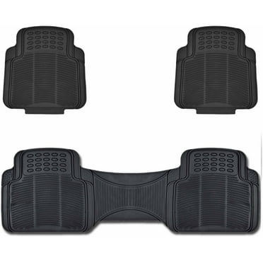BDK Car Utility Rubber Mats, Trimmable to Fit, Black Beige Gray