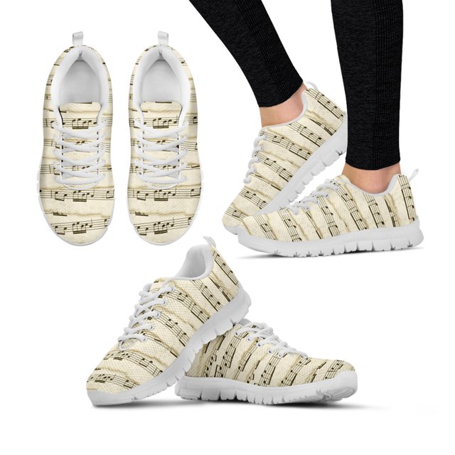 Zapatos planos casuales para mujer, zapatillas clásicas de malla con cordones y estampado musical de teclado de piano en 3D, calzado para mujer y niña