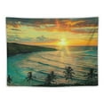 thumbnail image 5 of Chilfamy  Hawaiian Tapestry, Sunrise Over Hanauma Bay Oahu Hawaii Sunbeams Through Clouds Shoreline, Wide Wall Hanging for Bedroom Living Room Dorm 40x60inch, 5 of 6