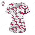 thumbnail image 2 of Ropa de mujer, camisetas de verano, camisetas de Hello Kitty, camisetas con cuello en V, camisetas con bolsillos, uniformes de enfermera, camisetas de hospital, camisetas para mujer 2023, 2 of 5