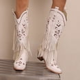 thumbnail image 2 of Dakaela Women Western Cowboy Boots Embroidered Fringe Cowgirl Boots Tassel Riding Country Knee High Boot, 2 of 8