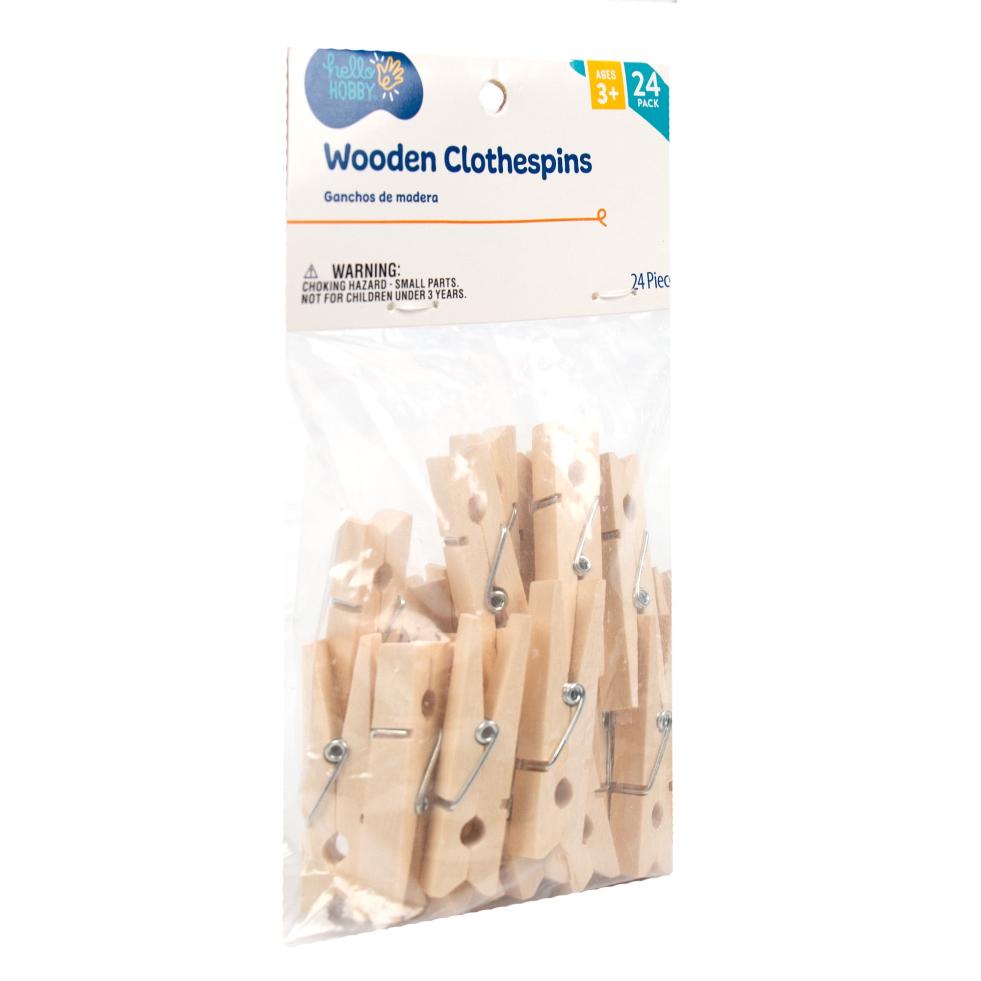 Hello Hobby Wood Clothespins, 24-Pack