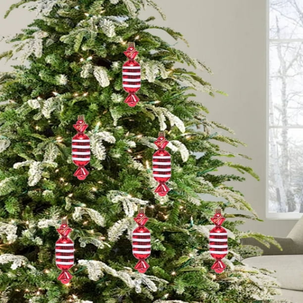 Juego de Bolas Navideñas | Diseño de Estrella Hexagonal de Caramelo Electrochapado En Plástico Rojo | Pequeños Colgantes Decorativos Navideños para Decorar El Árbol de Navidad | Ideas de Regalo | Dec