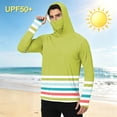 thumbnail image 4 of LTTVQM Men’s Summer Outdoor Hooded Sun Shirt Dual Color Stripe Printed Attached Full Face Shield Cooling Light Fabric for Freshwater Fishing Hiking Light Green L, 4 of 6