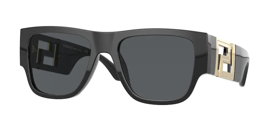 Versace Men's Rectangle Sunglass, Black and Dark Grey