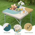thumbnail image 4 of Teal Gold Splash Marble Square Fitted Tablecloth with Elastic Edge,Square Table Cover,Washable Elastic Table Cover for Home Kitchen Party Decor 36"x36", 4 of 6