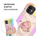 thumbnail image 4 of Protective Defender Case for iPhone 11 6.1 inch 2019, Allytech Drop Protection Car Mount Ring Kickstand Hard PC and Silicone Shockproof Cover with Tempered Glass Screen Protector[1 PCS], Rainbow Pin, 4 of 6