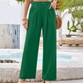 thumbnail image 5 of UYISJ Women High Waist Casual Trousers Wide Leg Long Palazzo Pants Button Down Loose Business Work Office Trousers with Pockets Green XL, 5 of 8