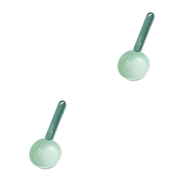 sweethay Cuchara medidora para cocinar pasteles, hornear, medir la alimentación de mascotas, reutilizable, 2 en 1, bolsa de granos, accesorio de Clip de Verde cian 2piezas sweethay CBP192704
