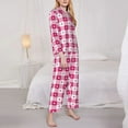 thumbnail image 3 of Balery Plaid Heart Conjunto de Pijama con Estampado para Mujer, Conjunto de Dos Piezas con Manga Larga, Ropa de Dormir Suave con Bolsillos, Pijamas Cómodos-Small, 3 of 7