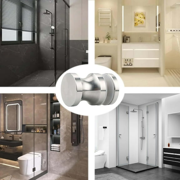 Shower Glass Door Handle,Sliding Shower Doors Knob,One Sided Pull Hardware Replacement Parts for Bathroom Glass Doors, Matte silver