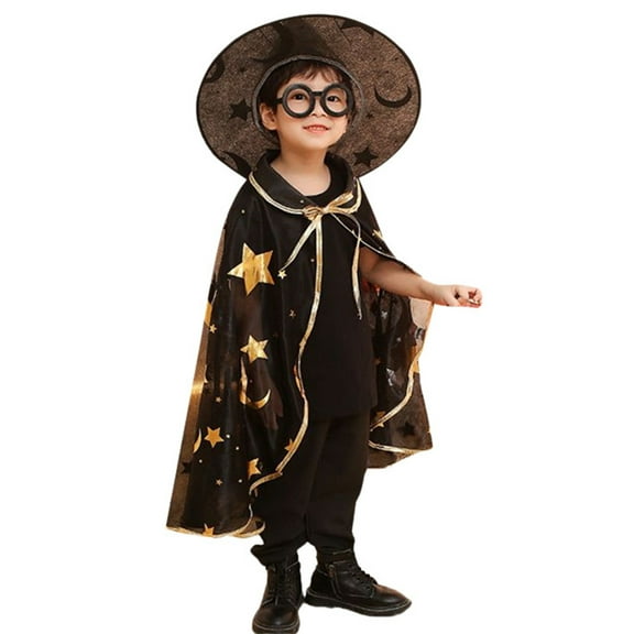 Toddler Kids Halloween Party Cape Cloak Set With Matching Hat