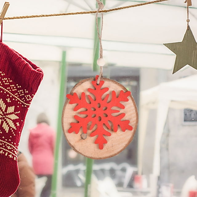 Fiudx Adornos Navideños de Madera con Diseño de Copo de Nieve Hueco Tallado, Etiquetas de Regalo Ecológicas, Decoración Duradera y Reutilizable, para Árbol, Chimenea, Mesa, Espíritu Navideño, 8 Cm