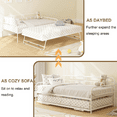 thumbnail image 4 of UHOMEPRO Daybed with Adjustable Trundle, Twin Metal Daybed with Pop Up Trundle Bed, Heavy-Duty Sofa with Portable Folding Trundle Bed for Bedroom Living Room (White), 4 of 8