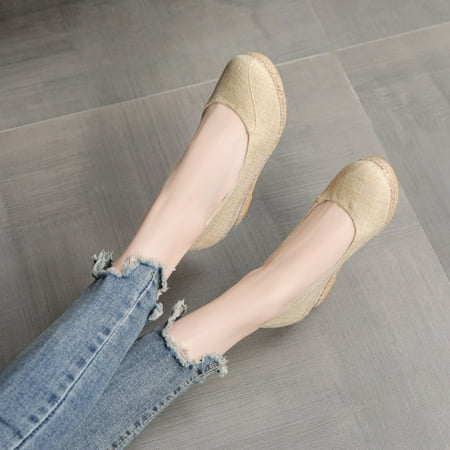 

BONIXOOM Platform Sandals Women Clearance Fall Buckle Platform Casual Fashion Womens Shoes Beige Size 6.5
