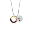 thumbnail image 2 of Delight Jewelry Acrylic 7/8" Ring Mixed Brown and Yellow Silvertone Script Initial Disc - T - Charm Necklace, 20"+3", 2 of 4