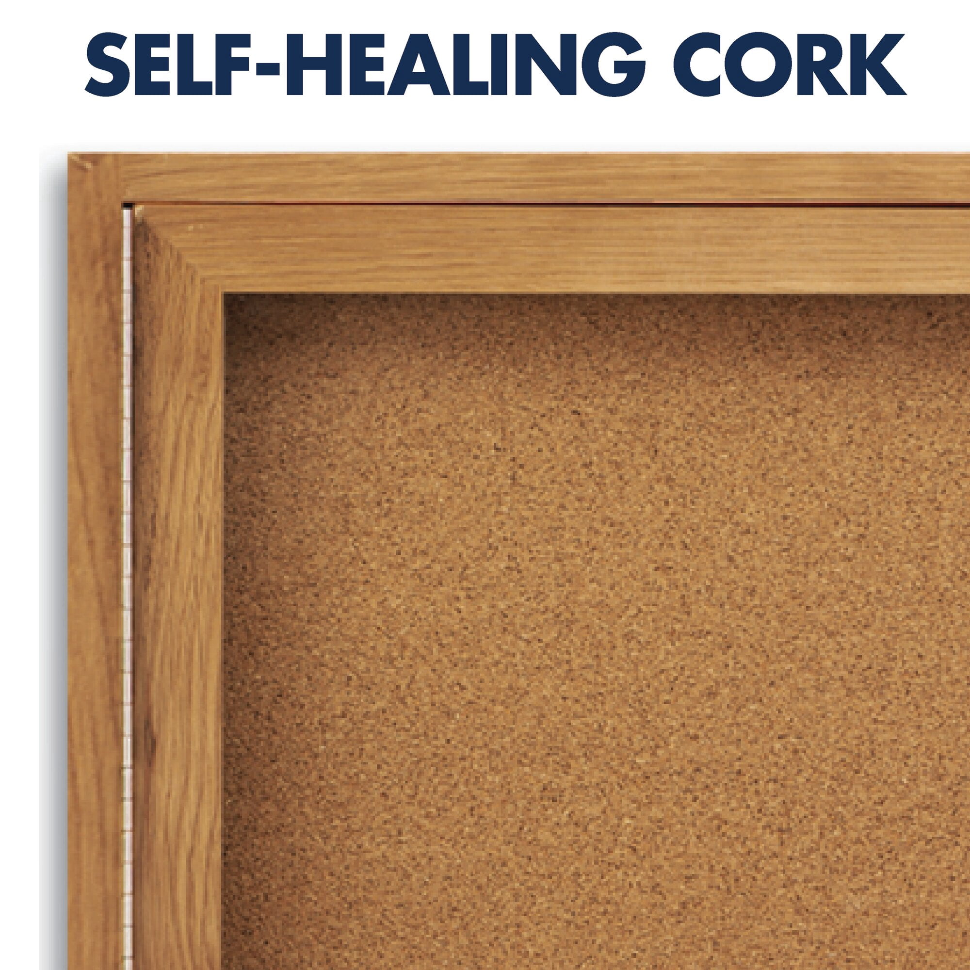 Quartet 48 x 36 in. Enclosed Cork Bulletin Board with Oak Frame