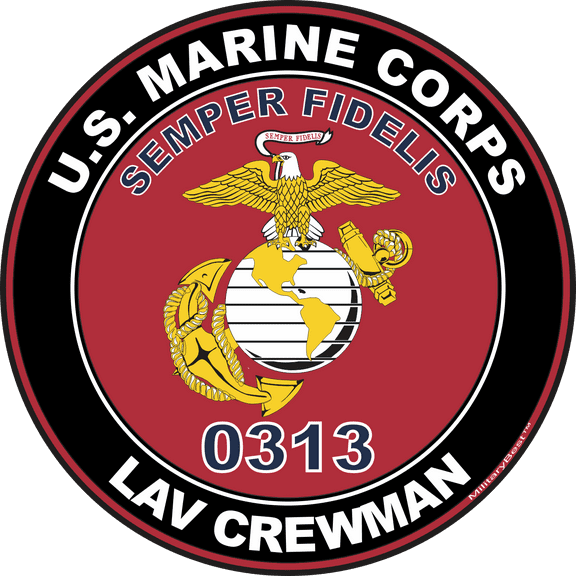 U.S.M.C. MOS 0313 LAV Crewman Decal 3.8" - Red