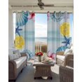 thumbnail image 2 of Summer Blackout Curtains for Bedroom Living Room, Coastal Colorful Shell Starfish Lemon Conch Teal Ombre 63 In Long Thermal Insulated Room Darkening Drapes Grommet Window Treatments, 42 x 63 In, 2 of 9
