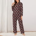 thumbnail image 2 of Sikiie Skull colorful flower Women's Long-Sleeve Shirt and Full-Length Bottom Pajama Set (s-xxl)-Small, 2 of 7
