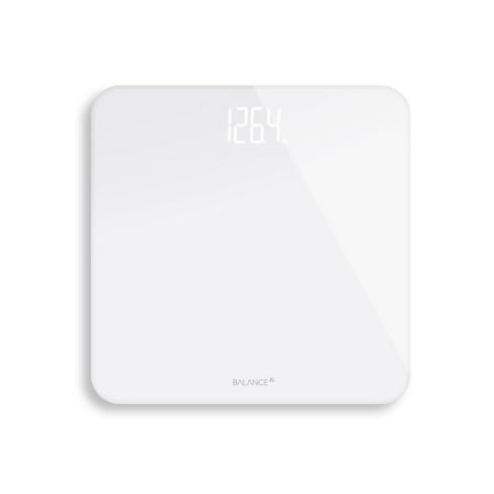 GreaterGoods Digital Body Weight Bathroom Scale (White), Tempered Glass, 400 Pound Max, Backlit Shine Through