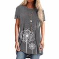thumbnail image 4 of T-shirt Femme Imprimé à Manches Courtes Col Rond à Ourlet Haut, Gris, XXL, 4 of 6
