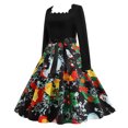 thumbnail image 2 of Robe Vintage Rockabilly Patchwork pour Femmes, Robe de Fête de Noël avec Nœud, 2 of 7