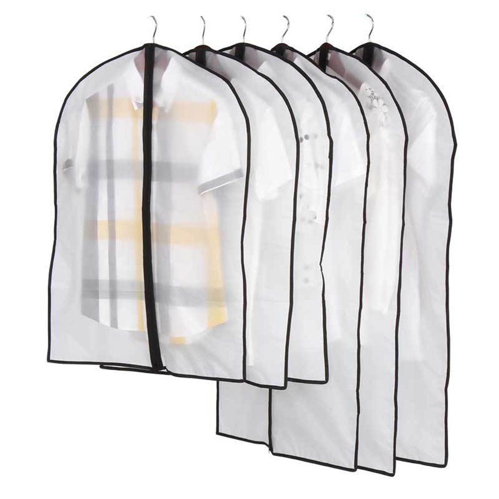 Naierhg 3Pcs Clear Garment Clothes Dust Cover Wardrobe Coat Suit Anti-dust Hanging Bag Black