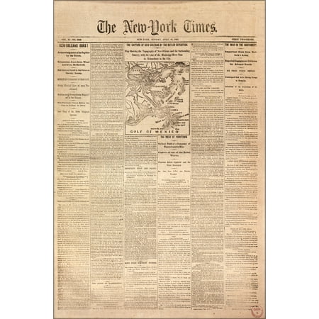 24"x36" Gallery Poster, NYT 1862 Capture of New Orleans by Butler