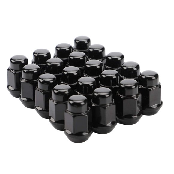 20PCS 1.4 inch 1/2-20 Closed End Bulge Acorn Black Lug Nuts - Cone Seat - 19mm Hex Lug Nut for Bronco Mustang Cherokee Liberty Ranger Exlporer YJ TJ KJ KK ZJ WJ WK XK MJ XJ Aftermarket Wheel