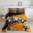 thumbnail image 3 of Feelyou 3D Gamepad Lover Queen Comforter Set for Teens, Video Gaming Gamer Bedding Sets, Orange Cartoon Game Theme Reversible Bedding Comforter Set, Breathable Home Decor, 3 Pieces, 3 of 9