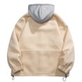 thumbnail image 5 of IROINNID Men's Long Sleeve Woolen Short Hooded Jacket Solid Color Casual Winter Jacket With And Pockets Windbreaker Coat, 5 of 6