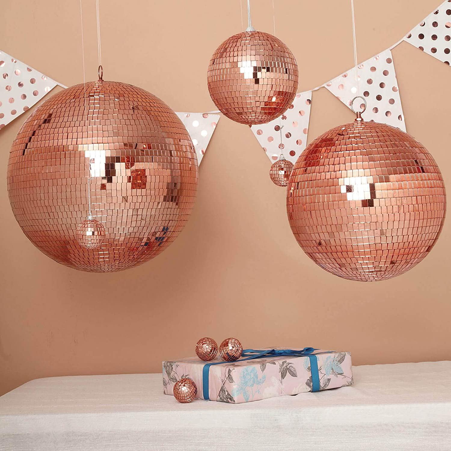 Gold Viet 8 Inch Mirror Disco Ball Great for Stage Lighting Effect or as a Room decor. 