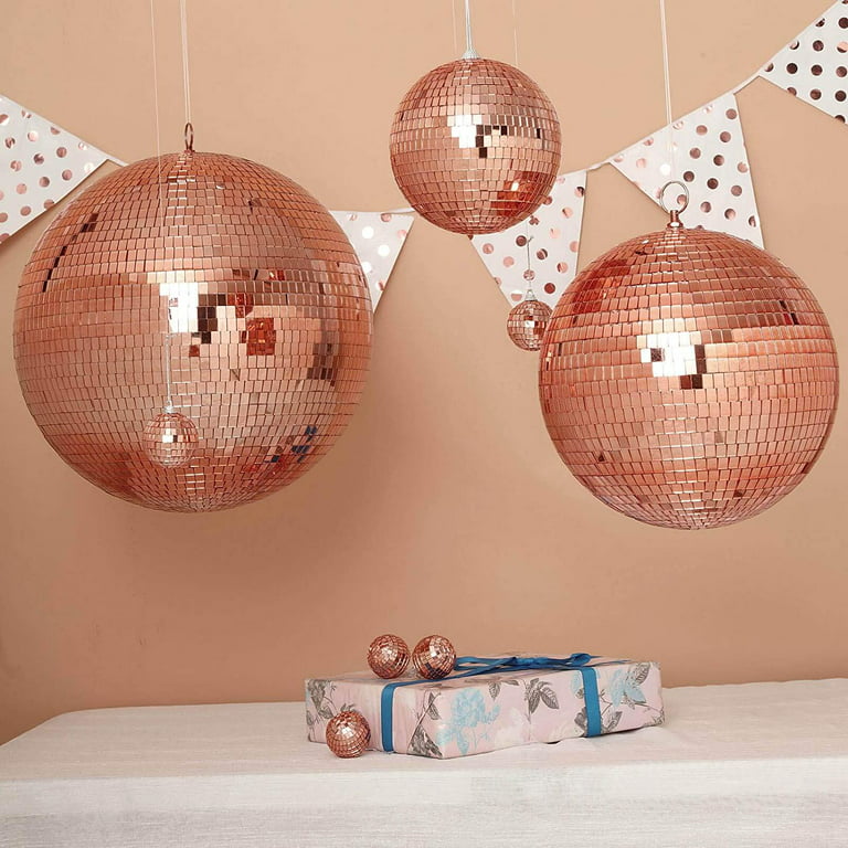 8 inch Mirror Disco Ball Great for Stage Lighting Effect or As A Room Decor. (Rose Gold), Adult Unisex