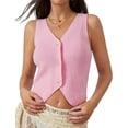 thumbnail image 2 of Sweater Vest Women Spring Summer Casual V Neck Sleeveless Button Down Waistcoat Knit Tank Tops, 2 of 4