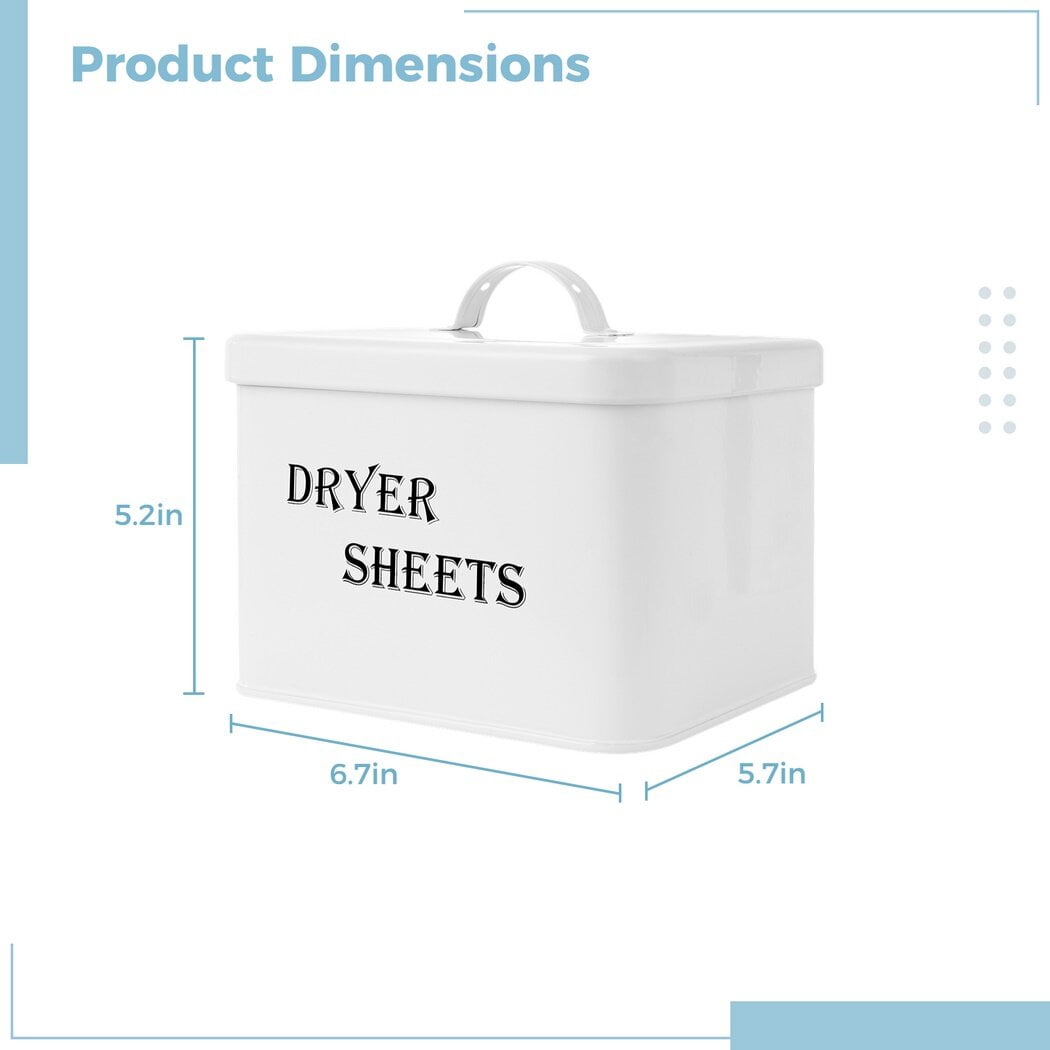 Metal Dryer Sheets Container with Lid, Vintage Style Organizer Box, Farmhouse Metal Dryer Sheet Holder, Laundry Room Decoration