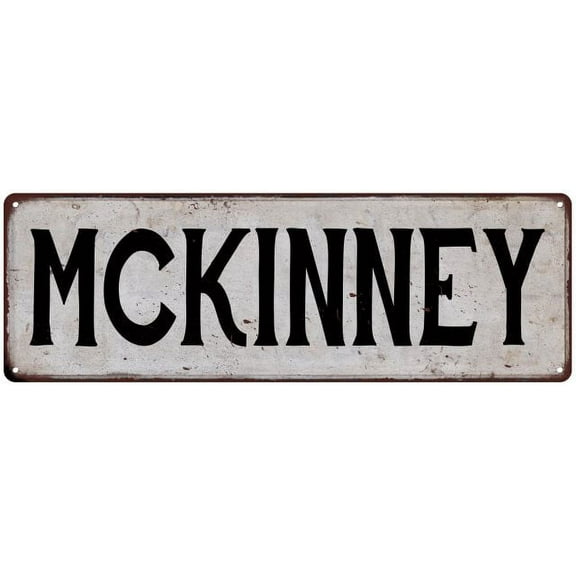 MCKINNEY Vintage Look Rustic Metal 6x18 Sign City State 106180041185