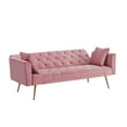71 Inches Velvet Futon Sofa Bed with 2 Pillows,Modern Convertible Futon