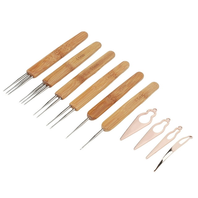 Dreadlock Crochet Needle, Add Details Dreadlocks Needle Tools Bamboo Handle For Rose Gold