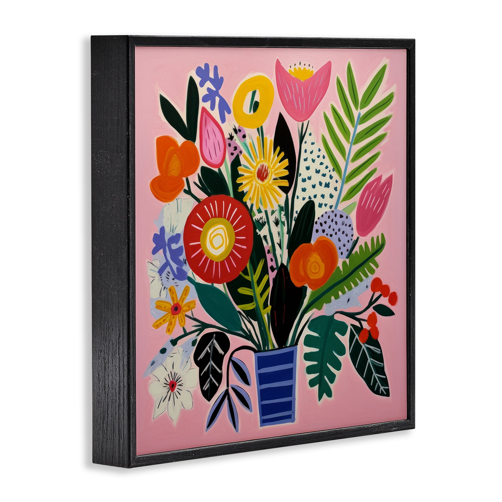 Stupell Industries Floral Flourish Summer Bouquet Black Framed Giclee Art, design by Lazar Studio