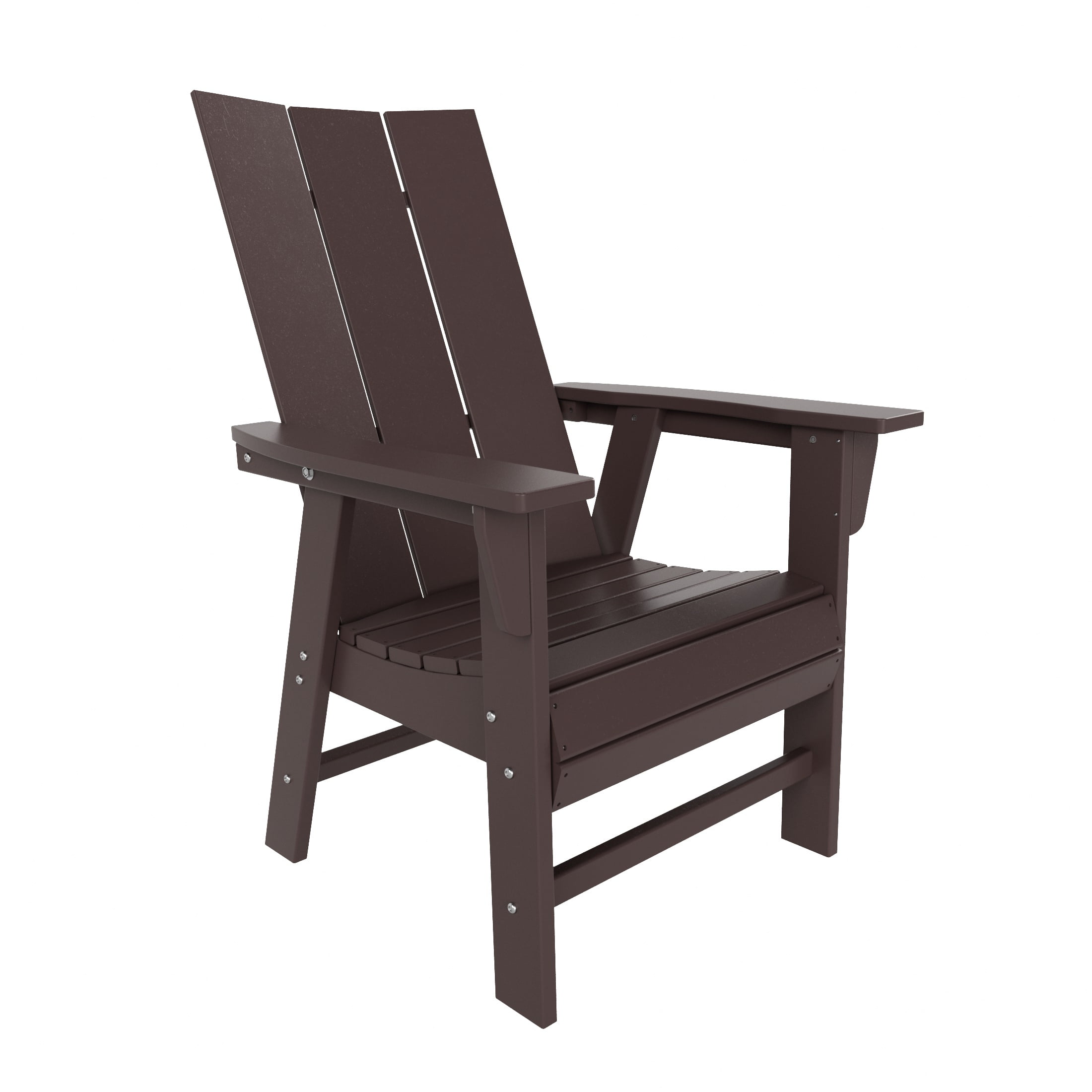 WestinTrends Ashore 5 Pieces Adirondack Patio Dining Set, All Weather Poly Lumber Slatted Modern Farmhouse Outdoor Furniture Set, 43" Trestle Square Table and 4 Adirondack Dining Chair, Dark Brown