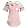 thumbnail image 3 of Women Maternity Short Sleeve Floral Stripe Nursing T-shirt Top For Breastfeeding, 3 of 8