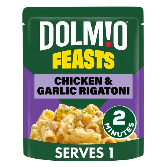 Dolmio Feasts Chicken & Garlic Rigatoni Pasta Ready Meal 250g, Imported from Britain