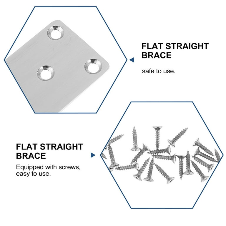 8 Pack Stainless Steel Repair Bracket Plates - 48x100x2mm Flat Brackets For Furniture & Shelves