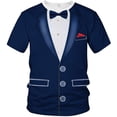 thumbnail image 2 of Xcmzpl T-Shirt de Smoking pour Hommes T-Shirt Graphique de Smoking Grandes Tailles T-Shirts à Imprimé Color Block Col Rond Manches Courtes Chemises Décontractées, 2 of 5