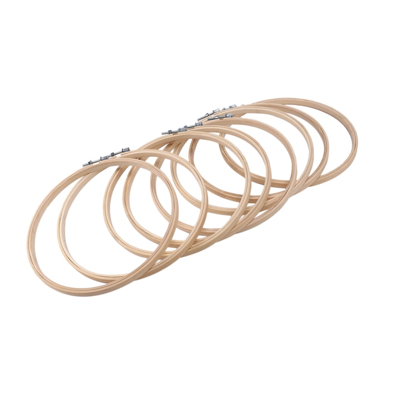 8 Pieces 8 Inch Wooden Round Embroidery Hoops Adjustable Bamboo Circle Hoop Ring Bulk Wholesale for Art Craft Handy Sewing