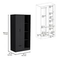 thumbnail image 4 of Miekor Furniture Armoire 71H" with 1-Drawer and 4-Tier Open Shelves, 2 Doors, Black B5A7687, 4 of 6