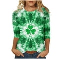 thumbnail image 4 of Craaazy Ladies' Round Neck 3/4 Sleeve T-shirt Loose Holiday Long Sleeved Tops Gifts, 4 of 5